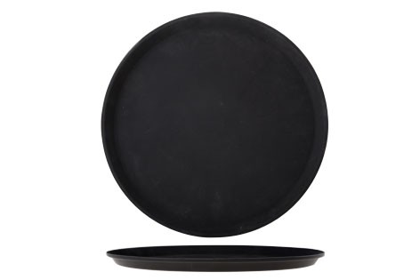 Plateau de service rond noir antidérapant diamètre 35 cm — Festiloc